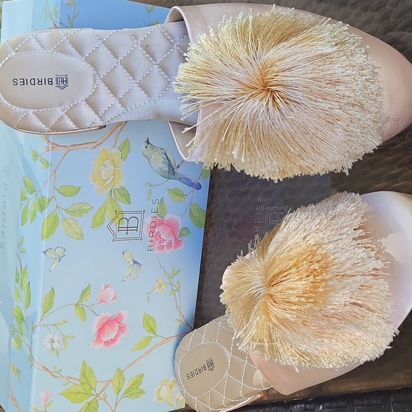 Birdies Pink Cream Pom-Pom Slip-On Flats - Picture 3 of 8